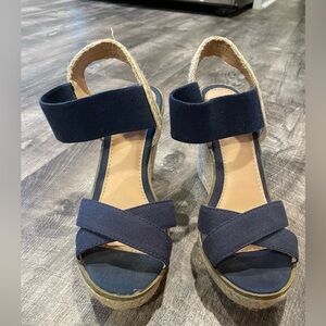 Blue Wedge Sandals